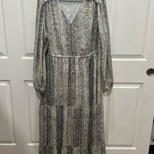 Lane Bryant Gray Snake Print Long Sleeve Dress